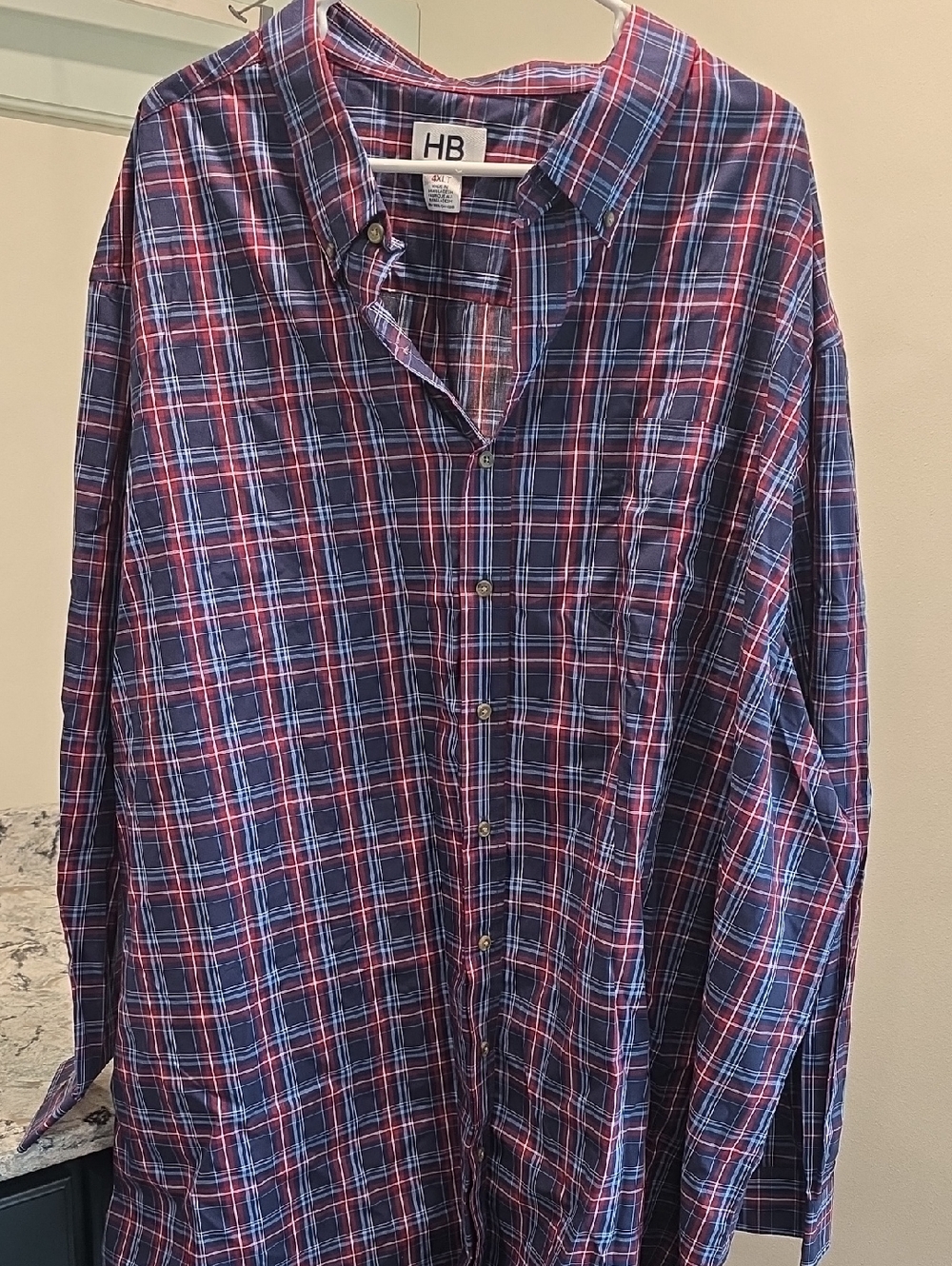 Harbor Bay Red and Blue Dress Shirts Classic Plaid Design